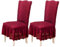 Qubjus Stuhlhussen für Esszimmer Satz von 2 Stretch Stuhl Slipcover mit Rock abnehmbar waschbar Küche Stuhl Protector Cover Set für Haus, Party, Hochzeit(Burgandy, 2Stück)