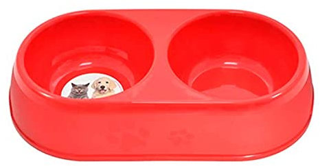 Acan Comedero Ovalado 32 cm Doble para Las Mascotas del hogar, Plato,Bandeja, Perro, Gato. Capacidad de 0,5 L Color Surtido. 6,5 x 31,5 x 17,5 cm