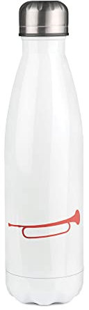 Isolierflasche mit Trompeten-Motiv, Weiß