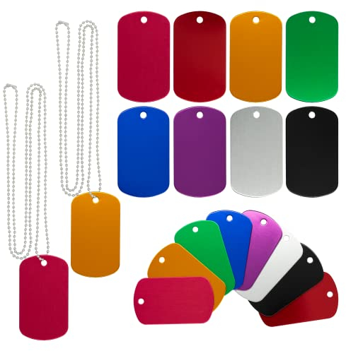 Blanko-Tags aus Aluminium, für Hundemarken, mit Kugelkette, 24 Stück