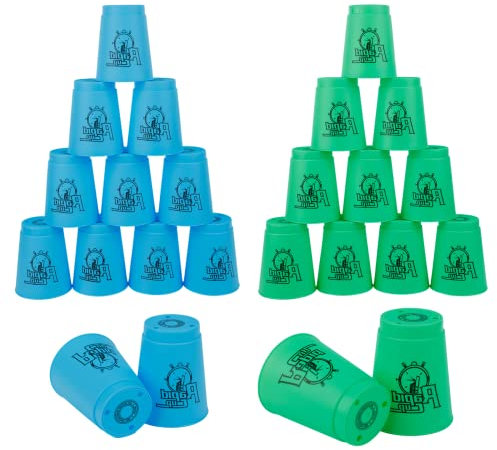 Itoyx 24 Stück Stapelbecher mit Tragetasche, Cups (Blau&Grün) zum Geschwindigkeitstrainingsspiel Speed-Challenge-Wettbewerb Party Spielzeug