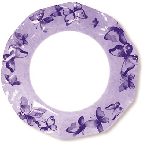Assiettes plates en papier à pétales papillons violet 21 cm 8 pièces