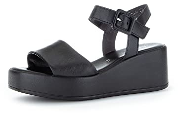 Gabor Damen Keilsandalen, Frauen Sandalen,Best Fitting,Keilsandaletten,Keilabsatz,Wedge-Heel,Sommerschuhe,Freizeitschuhe,schwarz,40.5 EU / 7 UK