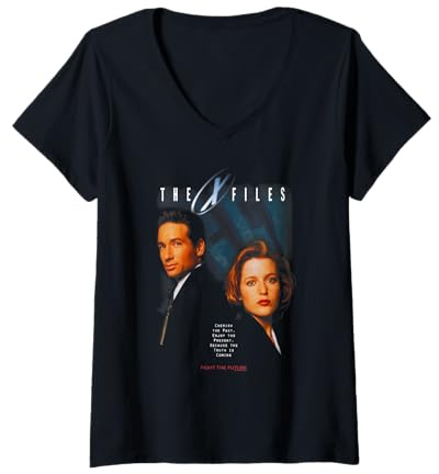 Damen X-Files Vintage-Plakat der 90er Jahre T-Shirt mit V-Ausschnitt