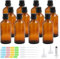Episkey 12 Stück Braunglasflasche 100ml, Tropfflasche aus Glas Braune Apothekerflasche Set inkl. kleine Glasflaschen Tropfer Trichter Spritze und Etikett (Braun, 100ml)
