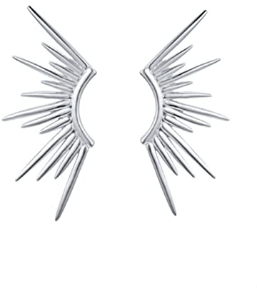 Damen Ohrringe Silber 925 Modern, Ohrringe Silber Stecker Polierte Sonne Post-With-Friction-Back Ohrringe Hochzeit Vintage