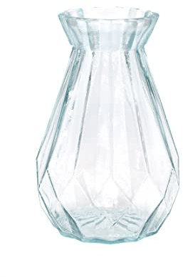 Vase Glas 14cm x 1 Stück Diamant Muster 330ml Blumenvase Glasvase Dekoflasche Glaskaraffe klar