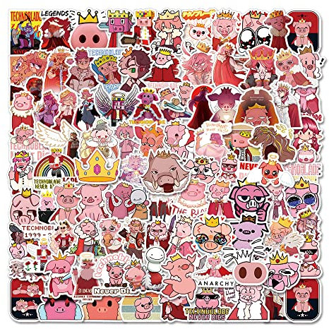 100Pcs Technoblades Game Pink Pig Cute Vinyl Cartoon Stickers for Kids Girls Boys Teens Adults for Water Bottles Laptop Phone Journaling for Birthday Party Supplies Halloween Decoration Favors
