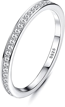 Adramata 925 Sterling Silber Ringe für Frauen, 925 Sterling Silber Verlobungsring Promise Ring, Jahrestag Schmuck für Sie, Ringgröße 49 (15.6)-62 (19.7),5