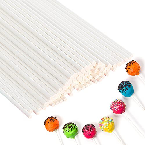 LABUYI 50 Stück Cake Pop Stiele,Cakepop Stiel,Cake Pops Stiele,Cakepopstiel,Lolli Stiele,Cake Pop Sticks,Lollipop Sticks,Zur Herstellung von Lutschern, Kuchen, Desserts,Weiß,10cm*3.5mm
