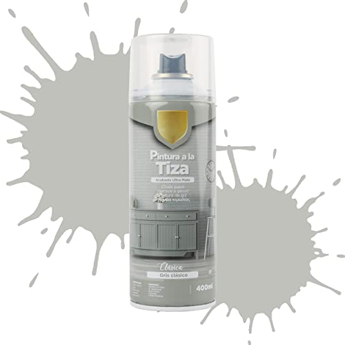 Etrexonline Pintura en Spray Ultra Mate a la Tiza, Chalk Paint Spray, Ideal para Metal,Madera y Cerámica, Acabado de Estilo Vintage - Colores Gris Clásico (400ml, 2 Unidades)