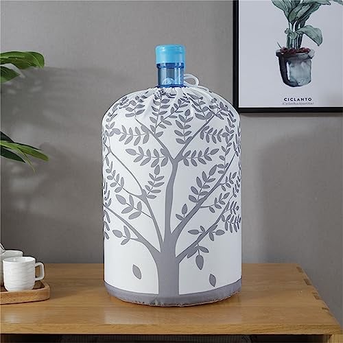 Highdi Water Dispenser Barrel Cover for 5 Gallon Water Bottle, High Stretchy Water Bucket Dust Elastic Protector Covers Reusable for home and Kitchen (Grey tree)