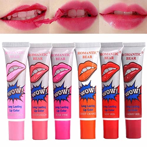 1 Stück Magic Tattoo Lipgloss Set, Coloured Lip Gloss Tattoo Farbe Lip Stain Tint Set, Lippenstift Set Lip Mask Tint Peel Off Maske Long Lasting Waterproof Stain Gloss Für Frauen - 6 Farben optional