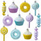 Joiedomi 12 Stück süße Weihnachtsschmuck in Pastellfarbe, Ornamente mit Süßigkeiten, Donut, Kuchen und Lutscher-Designs für Weihnachtsbaumdekoration, Urlaubsparty, Innendekoration (gelb, blau, lila)