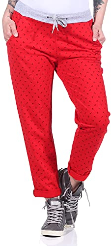 ZARMEXX Damen Jogginghosen Sweatpants Sommerhosen Damen Sporthosen Anker Freizeithosen Yogahosen Maritim (rot, 36-40)