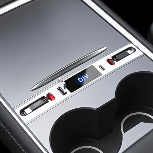 MOWLICAS Design OEM pour concentrateur USB Tesla (blanc), chargeur rapide rétractable pour Tesla Model 3/Y accessoires 2023/2022/2021 peut être installé en quelques secondes, cadeaux pour les