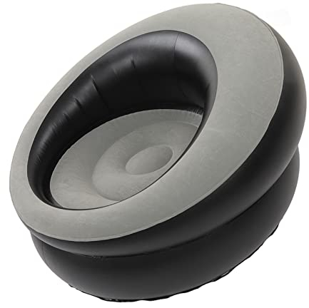 Aufblasbare Couch – Beflocktes Luftsofa, Einfacher Aufblasbarer Luft-Lounge-Sessel Und Sofa-Stuhl, Geeignet Für Wohnzimmer, Schlafzimmer, Büro, Balkon Und Reisen(grau)