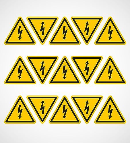 15 Pegatinas Riesgo electrico Homologadas Para Cuadro Electrico Vinilo Polimerico Laminado Resistente Arañazos Lluvia Sol Interior y Exterior Libre de Burbujas (4,5 x 3,9 cm)