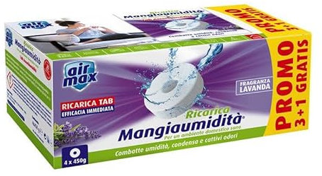 La zappa Nachfüllpackung für Luftentfeuchter Air Max in Tablette, 4 Stück à 450 Gramm (Lavendel)