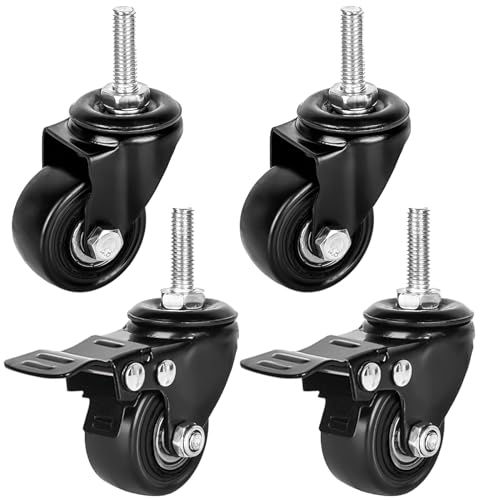 4 Stück Möbelrollen: Rollen M8 Schwerlastrollen Möbelrollen Gewinde m8 Lenkrollen Rollen für Möbel Schwerlast Gummi Möbel Roller Sesselrollen Outdoor Castors 2 mit Bremse und 2 ohne Bremsen