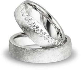 Kolibri Rings Paarpreis Silber Eheringe Eismatt Rhodiniert 15 Zirkonia Steine Trauringe Partnerringe Freundschaftsringe - Gratis Gravur und Etui