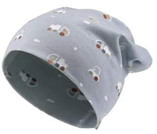 Sterntaler Beanie Bedruckt mit Autos Jungen - Baby und Kinder Mütze aus warmem Sweat-Stoff - hellblau, 49