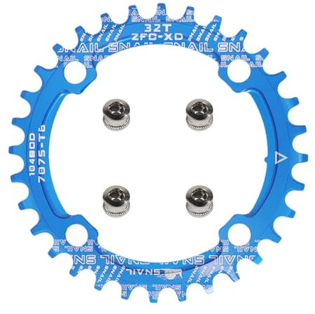 yongness Plato de Bicicleta 104 BCD 32T 34T 36T 38T Plato único Ancho Estrecho, piñón Adecuado para Bicicletas de Carretera, Bicicletas de montaña, Platos BMX (Azul 32T)