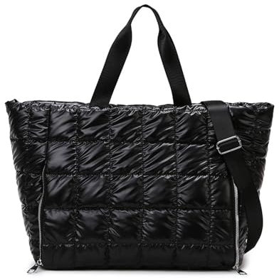 Balakaka Handtasche Damen 35L, 3 in 1 Puffer Tasche Damen Shopper mit Nasse und Trockener Tasche, Groß Kapazität Wasserdicht Umhängetasche für Fitness Reisen Yoga, Schwarz