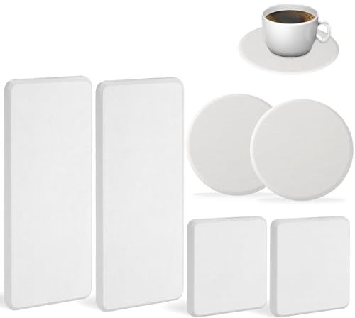 Wasserabsorbierender Stein, 6 Stück Kieselgur Untersetzer Saugfähige Diatomit Untersetzer Gläser Getränkeuntersetzer Kieselat Seifenschale Seifenhalter für Bad Küche (Weiß)