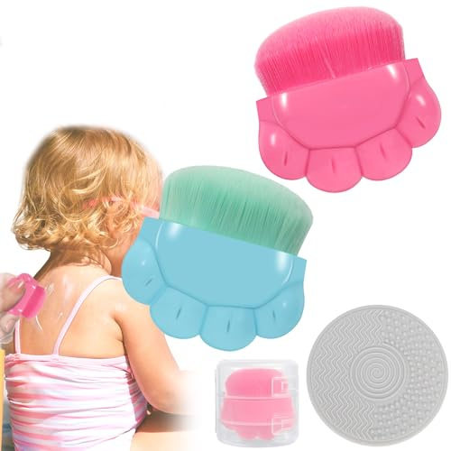 Sunblock Buddy Pinsel mit Schutzhülle, Sonnenlotion-Applikator, Sonnencreme-Pinsel-Set mit Reinigungspad, 2 Stück