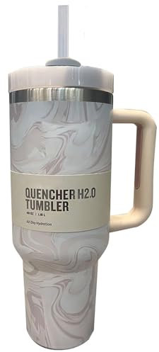 Abilus 1182ml 40oz Trinkbecher Vakuumisoliert Edelstahl mit Deckel und Trinkhalm Henkel Kaffeebecher Auto Kaffee Becher für Kalte und Heiße Getränke Thermobecher Travel Camp Mug Cup Tumbler
