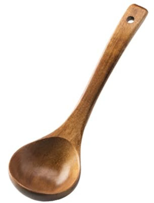HOMEDEK 1 Cuchara Sopera de Madera de Gran Capacidad para Cocina, Utiliza una Cuchara para Cocinar una Alta Temperatura, Cómoda y Duradera A
