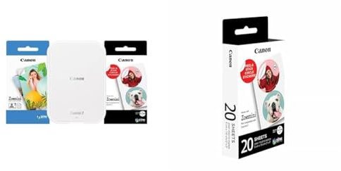 Canon Zoemini 2 Mini Fotodrucker mobil tragbar unterwegs Hosentasche Printing KIT & ZP-2030-2C Original Zink Fotopapier Circle Sticker