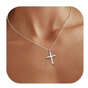 Kakonia Kreuz Kette,925 Sterling Silber Cross für Damen und Herren,Silber/Gold Vergoldet Kreuzkette,Mit Kreuz Anhänger mit zirkonia,Elegant Christentum Schmuck,Silber