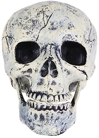 ULDIGI Skull Statue Realistische Halloween Deko Für Grusel-Events Beweglicher Schädelkopf Für Partys Bars Und Haunted Houses Skelett-Dekoration Für Zuhause Und Veranstaltungen