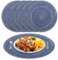 NAKIHOUSE Tischsets Abwaschbar Rund Geflochten Tischset 6er Set, 38cm Rund Platzsets Abwischbar, rutschfest, Hitzebeständig Schmutzabweisend Blau Platzdeckchen für Hochzeit, Restaurant, Küche