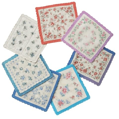 Baoblaze Taschentuch mit Blumenmuster, Damen Taschentücher Stofftaschentücher Stoff, Women Cotton Print Hankerchief, Vintage Floral Print Cotton Handkerchief für Tasche Hochzeitsfeier