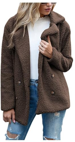 SCBFDI Manteau Femme Long Hiver Manteau Femme Duvet Mode Manteau Femme Rouge Veste Femme Enceinte Grossesse Veste Bouclette Manteau Peau Retournée Femme Doudoune Noir Femme Manteau Marron M