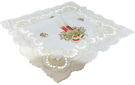 Generisch Cremefarbene Weihnachtsdecke Tischläufer Tischdecke Mitteldecke Tischband (ca. 60x60 cm)