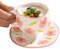 Linda taza de flores pintada a mano, taza de café de cerámica con juego de platillo, taza de café con platillo de forma irregular - Juego de tazas de café de flores, diseño lindo y creativo con taza