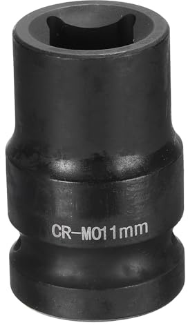 sourcing map 4-Punkt Vierkant-Stecknuss 1/2 11 mm metrische Vierkant-Schlagstecknuss CR-MO Schwärzung Standard-Radnüsse Pneumatische Stecknuss für Autoreparatur, mechanische Wartung, Verwendung