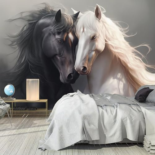 Fototapete Pferd PVC Tapeten Moderne Wandtapete Wohnzimmer Schlafzimmer Pferd Tapeten Wohnzimmer Jugendzimmer Wanddeko Wandtattoo selbstklebende 380x280cm