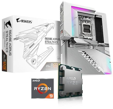 Aufrüst-Kit Bundle Ryzen 9 9900X3D 12x 4.4 GHz Prozessor, 16 GB DDR5, GIGABYTE B650E AORUS Stealth ICE Mainboard, be quiet! Dark Rock 5 (zusammengebaut inkl. Bios Update + Funktionskontrolle)