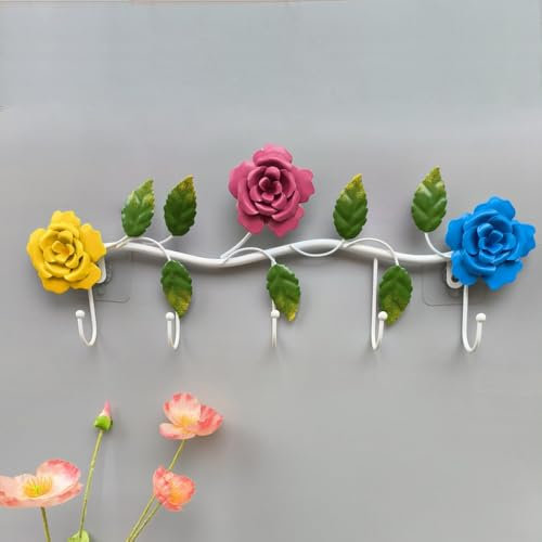 Porte-Manteau Mural Fleurs, Crochet Mural en métal Crochet Mural décoratif pour décoration Murale extérieure intérieure