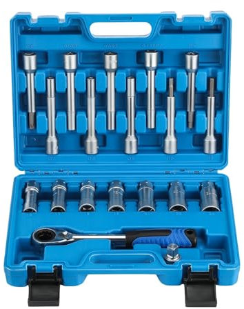 ISINEVER 19tlg Stoßdämpfer Nuss Werkzeug Satz Federbein Domlager Wechsel Spezial Stecknuss 1/2' Antrieb 12,5 mm | Wechsel Steckschlüssel