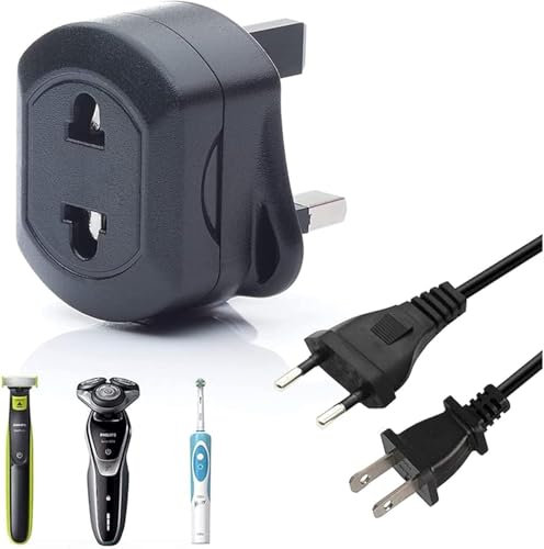 2 Pin to 3 Pin UK Plug Charger Converter Adaptor,Shaver Adaptor Plug UK Charger Adapter,Electrical Charging Travel Adapters for Shaving/Razor