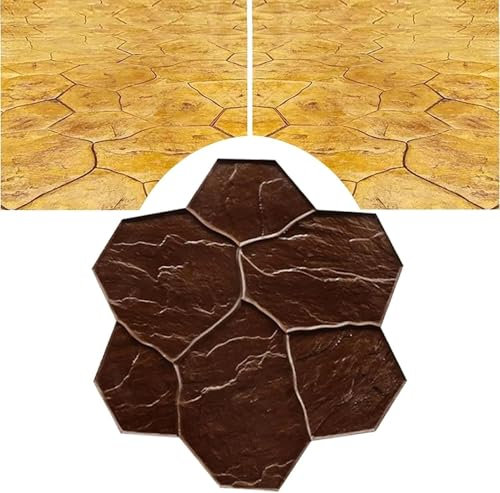 CXUNFHCL Concrete Stamp, Casting Concrete Mould Reusable Concrete Stone Texture Stamps, Professional Concrete Embossing Impressions, Paving DIY Cement Slab Mats For Walkways, Patios, Gardens, Decking