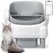 Automatische Katzentoilette mit Öffnung von Oben für mehrere Katzen mit App-Steuerung, Sicherheitssensor und 2 Katzenstreurollen, Weiß und Grau(MN-2)