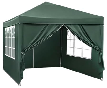 JKELPV Abris de Voiture Auvent Pliable 3 x 3 m, Tente de Jardin, Camping, imperméable, Protection UV, avec Sac de Transport, Pare-Soleil Carport Tente de Garage(Green)