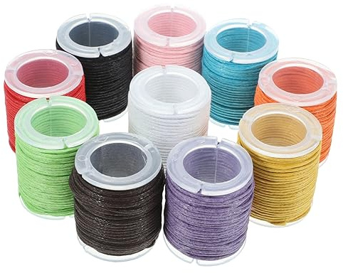 Cordon en Coton Ciré 1mm pour Bracelets DIY, Lot de 10 Pièces | Tressage Serré, Coton Ciré Résistant, Usage Bricolage, Style Simple et Pratique, Mélange de Couleurs Couleur Aléatoire